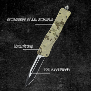 Folding Knife Stainless Steel Drop Point Blade Nylon Handle Tactical Outdoor Knife with Thumb Knob Opening - Product Image 2