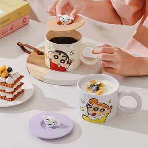 <b>Crayon</b> Shin-Chan Cute Cartoon Ceramic Water Cup with Lid High-Value Office and Home Drinking Mug for Parties - Product Image 4