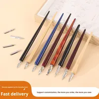 Ensemble de stylos plume vintage en bois massif et acier inoxydable pour étudiants, calligraphie anglaise, manga, personnalisable, pointes remplaçables de 0,5 mm, bois