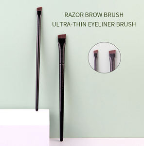 Pinceaux à yeux en poils de chèvre ultra-fins de haute qualité, mélange de poils, remise, pinceau à eyeliner plat angulaire, étiquette privée personnalisée, outil de maquillage - Product Image 3
