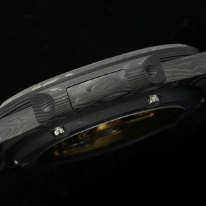 Montre de luxe en fibre de carbone marbrée, boîtier octogonal, cadran rayé orange, date automatique, étanche, montre-bracelet haut de gamme pour hommes et femmes - Product Image 4