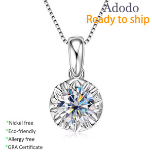 Collier Pendentif Moissanite VVS GRA Taille Ronde de 1 à 3 carats, Étoile Scintillante, en Argent 925 Plaqué Or, Vente en Gros Usine - Product Image 1