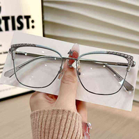 Lunettes Correctrices Unisexe à Monture Complète Imprimée Tendance, Anti-Lumière Bleue, avec Cadre Scintillant de Luxe, Réduisant les Reflets