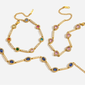 Heart Shape Zircon <b>Bracelet</b> Gold Plated Multi Color <b>Gemstone</b> Women's Jewelry Gift Elegant Fashion Accessory - Product Image 1