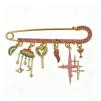 Pendentif Cœur Insecte en Laiton Plaqué Or 18K avec Zircon Cubique, Cadeau pour Épingles de Sûreté DIY et Accessoires de Sac