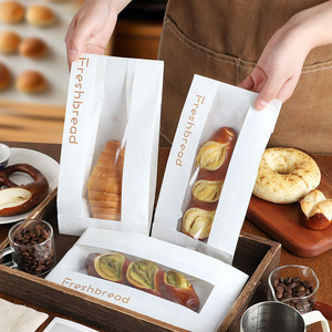 Bolsa de papel simple para pan, empaque para baguettes y panes largos, bolsa para llevar de panadería para donuts y bagels, bolsa de papel antigrasa - Product Image 1