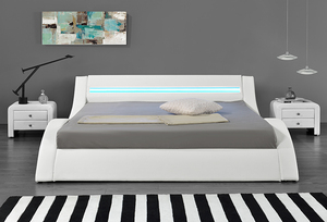 <span class=keywords><strong>Lit</strong></span> double Willsoon unique en forme de vague <span class=keywords><strong>avec</strong></span> lampe de lecture Rembourrage LED PU en cuir souple pour mobilier de chambre à coucher - Product Image 3