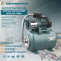 GRANDFAR 600W 5.5m³/jam Pompa Air Otomatis Bertekanan Tinggi dengan Tangki 24L, Pompa Air Sentrifugal Multi Impeller OEM
