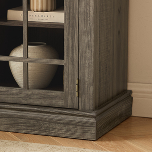 Meuble TV moderne de 70 pouces avec rangement à 2 portes, console multimédia en faux pierre, grand centre de divertissement gris - Product Image 4