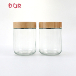 Bouteille en verre de luxe carrée de 200 ml avec couvercle en bambou et bois, avec bouchon à vis, pour médicaments, miel en poudre, capsules, bonbons, aliments. - Product Image 2