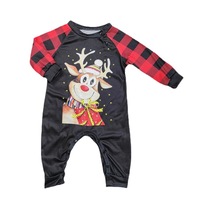 Vente Chaude Ensemble Pyjama Famille Doux Tenue Parent-Enfant Dessin Animé Motif Écossais Noël Surtailles