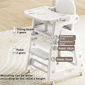 Chaise haute convertible pour enfants avec plateau à 2 niveaux, réglable, pour bébés et tout-petits - Product Image 2