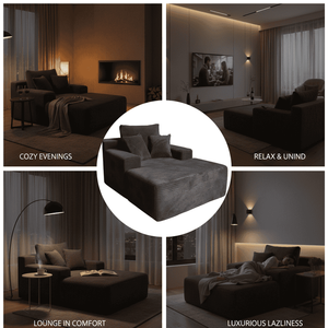 Sofá Individual de Pelo de Conejo Comprimido, Sillón Jumbo Tipo Bloque de Tofu con Cojín Cuadrado de Esponja y Brazos Cuadrados - Product Image 4