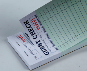 Carnet de reçus de livraison en papier d'art relié par piqûre à cheval certifié FSC Guest Check TM-G3674 - Product Image 2