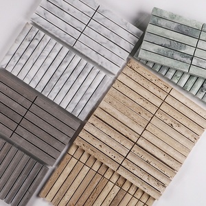 Gạch ốp tường mài mờ 3D cong lõm bằng đá travertine, đá cẩm thạch, kiểu mosaic cho dự án tường nhà bếp, phòng tắm, quầy bar khách sạn - Product Image 2