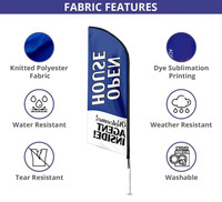 Drapeau publicitaire personnalisé en forme de plume, bannière volante pour la promotion commerciale en extérieur