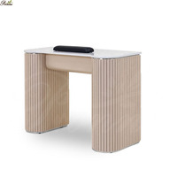 Équipement de manucure de haute qualité, table de manucure triple blanche avec plateau en verre