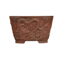 Pots à bonsaï en céramique de style antique avec dragons sculptés, pot classique non verni pour suspension au sol ou utilisation en centre commercial