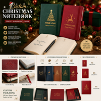Carnet de Noël personnalisé en cuir PU avec logo estampé à chaud, couverture étanche, idéal pour les entreprises
