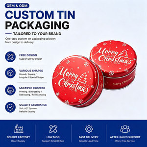 Boîte en métal ronde personnalisable pour biscuits, chocolat, pâtisseries, chewing-gum, en tôle, pour emballages alimentaires et cadeaux - Product Image 1