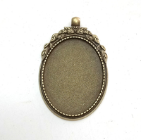 Plateau de pendentif cabochon surdimensionné Vintage en alliage de zinc marron, lunette ovale 30x40mm