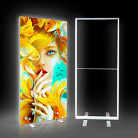 Affiche publicitaire rétroéclairée double face en aluminium, présentoir autoportant en tissu sans cadre, boîte à lumière LED pour stand d'exposition