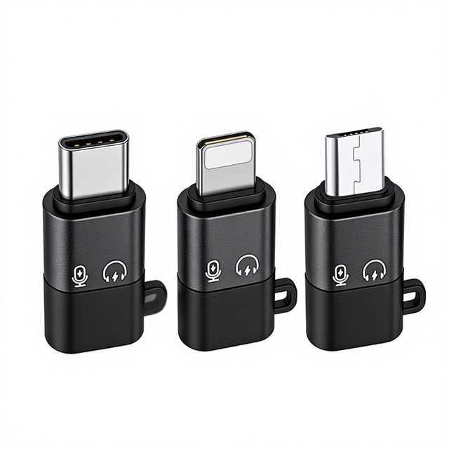 JILIAN Factory Sale OTG Adapter Lig/AP Type-C Micro Mobile Phone Wireless Lavalier Microphone Headset Sound Card Digital Audio