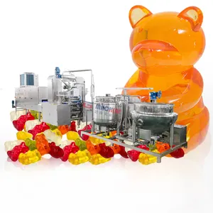 Đầy Đủ Tự Động Halal Gelatin Pectin Carrageenan Điền Trung Tâm Thạch Gummy Kẹo Dây Chuyền Sản Xuất Gummy Bear Sản Xuất Kẹo