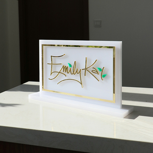 Dấu hiệu logo <span class=keywords><strong>Acrylic</strong></span> tùy chỉnh | máy tính để bàn trắng hiển thị thương hiệu đứng | UV in <span class=keywords><strong>Acrylic</strong></span> giữ dấu hiệu quảng cáo - Product Image 1