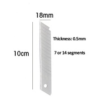 Lame de coupe en acier au carbone de haute qualité pour couteau utilitaire de 18 mm, 0,5 mm, OEM, 7/14 sections