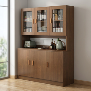 Modern Minimalist Eco-Friendly Multifunctional <b>Sideboard</b> Cabinet Glass Doors White Dual-Tone-<b>Storage</b> Open Shelf Dining Room - Product Image 3