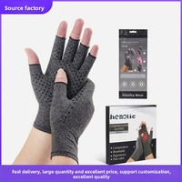 Guantes de Ciclismo y Fitness de Medio Dedo para Hombre, de Algodón, Compresión, Antideslizantes, Transpirables, Diseño Ergonómico, Puntos Adhesivos para Alivio del Dolor