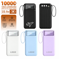 HYTO pengisi daya portabel 20000mAh 10000mAh powerbank, Bank daya tampilan Digital bawaan, pengisian daya Cepat LED 22.5W