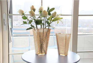 ताजा यूरोपीयन-शैली ग्लास vase रचनात्मक और प्रकाश विलासिता लिविंग रूम स्क्वायर फूलदान - Product Image 2