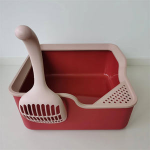 Boîte à litière en plastique pour chat, <span class=keywords><strong>bac</strong></span> à <span class=keywords><strong>sable</strong></span> <span class=keywords><strong>carré</strong></span> avec pelle, boîte de toilette pour animaux de compagnie de grande capacité - Product Image 4