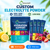 Poudre instantanée d'électrolytes végétaliens sans sucre pour l'hydratation – Complément en poudre pour boissons électrolytiques pour hommes et femmes