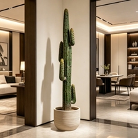 Grand cactus artificiel super réaliste de 225 cm, plante ornementale pour aménagement intérieur, faux cactus du désert en pot