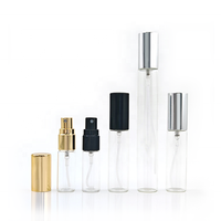 Flacon de parfum cylindrique rond en verre fin 10 ml, format voyage, tube transparent avec vaporisateur pompe, sérigraphie pour sérum de soin de la peau