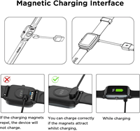 Câble de charge magnétique universel USB à 2 broches pour montres intelligentes, 2,84 mm, en plastique PVC, vente en gros