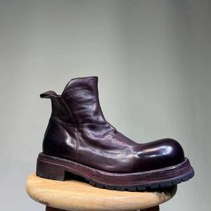 Botas de Motociclista de Cuero para Hombre, Estilo Biker, con Cordones, Botas de Tobillo para Hombre, Calzado Protector Antideslizante y Duradero, Zapatos Resistentes - Product Image 1