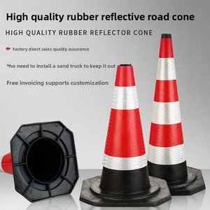 Cônes de route en caoutchouc de dérivation à grande vitesse barrages routiers réfléchissants Piers d'isolation pour l'avertissement de trafic de glace de sécurité de construction routière - Product Image 3