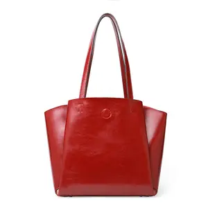 New Designer Wholesale Large Ladies Tote Bags With Custom Printed Logo Vegan Genuine Leather Fashion Women's Tote Bags