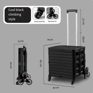 <span class=keywords><strong>Chariot</strong></span> de courses familial portable en plastique durable, petit format, avec plateau pliable et roues pour escaliers, personnalisable OEM, chariots et chariotlettes - Product Image 2
