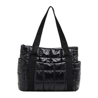Sac fourre-tout matelassé style coréen pour femme, sac à bandoulière décontracté grande capacité avec motif quadrillé cousu