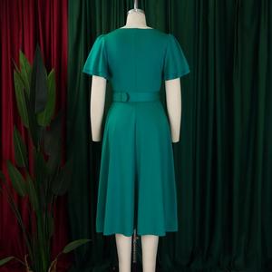 Camicie Eleganti da Donna con Fiori sul Petto, Vestiti Estivi a Maniche Corte con Scollo a V, <span class=keywords><strong>Abiti</strong></span> Casual per Ufficio di <span class=keywords><strong>Prima</strong></span> <span class=keywords><strong>Classe</strong></span> - Product Image 6