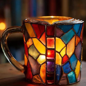 Taza de Café con Diseño de Libros Apilados en 3D, Colorida y Única, de Resina, Modelo W45 - Product Image 4