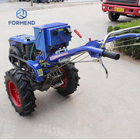 Tracteur agricole compact 2 roues motrices 10 CV diesel, motoculteur manuel, mini-cultivateur pour la coupe de l'herbe dans les vergers