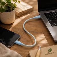 Câble USB-C vers USB-C 60W Bio-Based ultra souple tressé, charge rapide PD 20V 3A, cuivre pur, écologique pour iPhone, Android, ordinateur portable