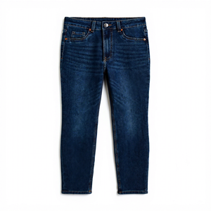 Pantalons skinny en denim bleu personnalisés pour femmes, style décontracté ample, vente en gros de jeans pour femmes, pantalons en denim respirants avec OEM - Product Image 1