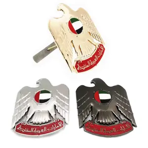 アラブ首長国連邦ゴールドシルバーブラックニッケルメッキファルコンイーグルメタルカーバッジエンブレムUAEネーションブランドロゴ車の装飾